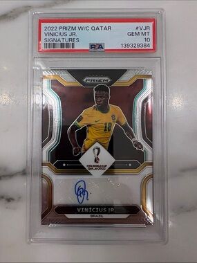 2022 Prizm Vinicius Jr. Qatar World Cup Signed Soccer Card - Yellow